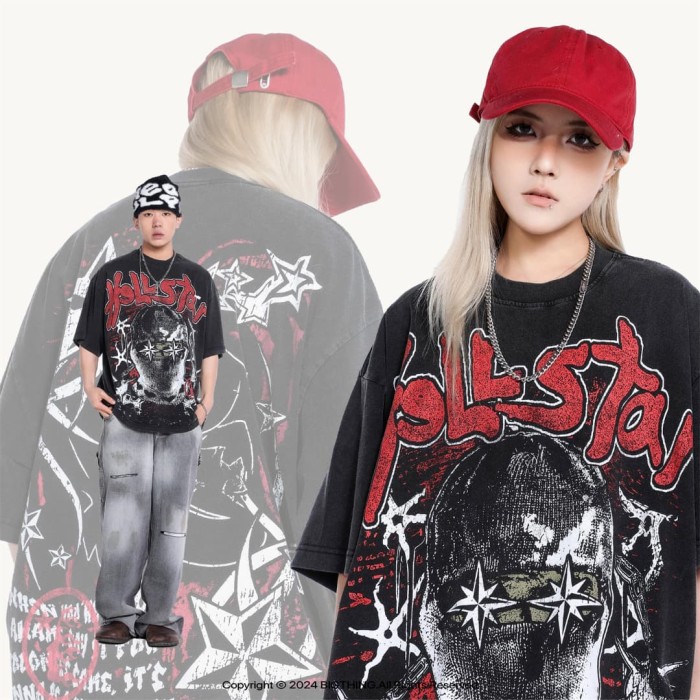 Starburst Masked Figure Print Washed Tee 29092393