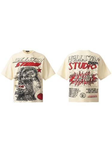 Messy Line Art Head Print Washed Tee 29092403