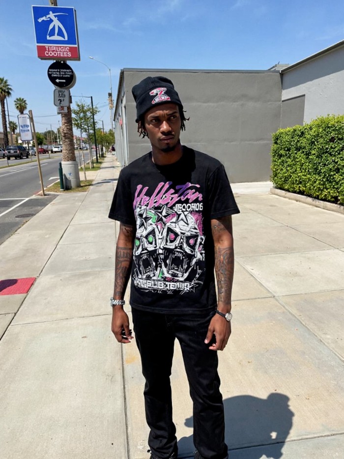 Color-blocked Double-headed Skull Print Washed Tee 29092404