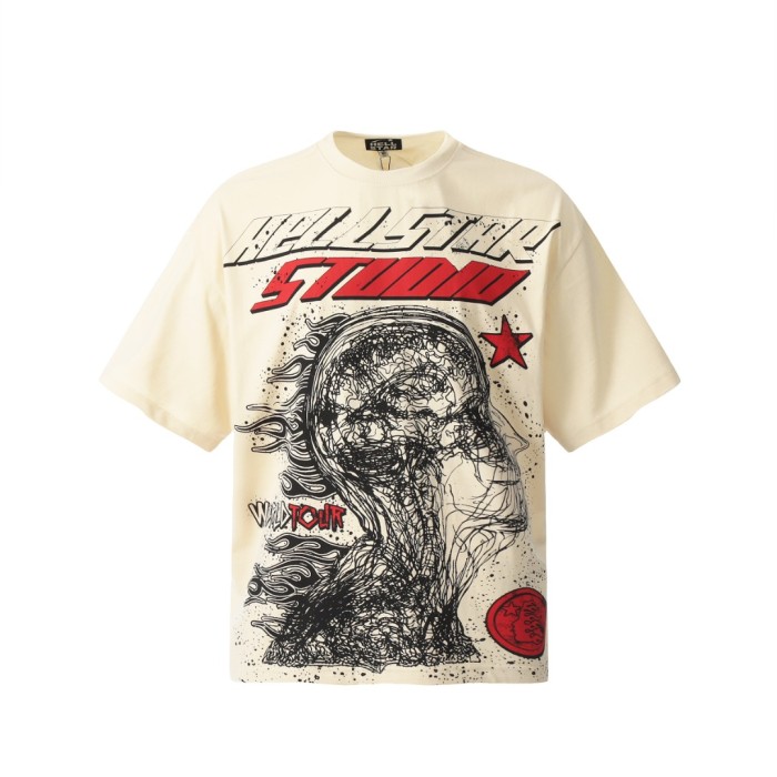Messy Line Art Head Print Washed Tee 29092403