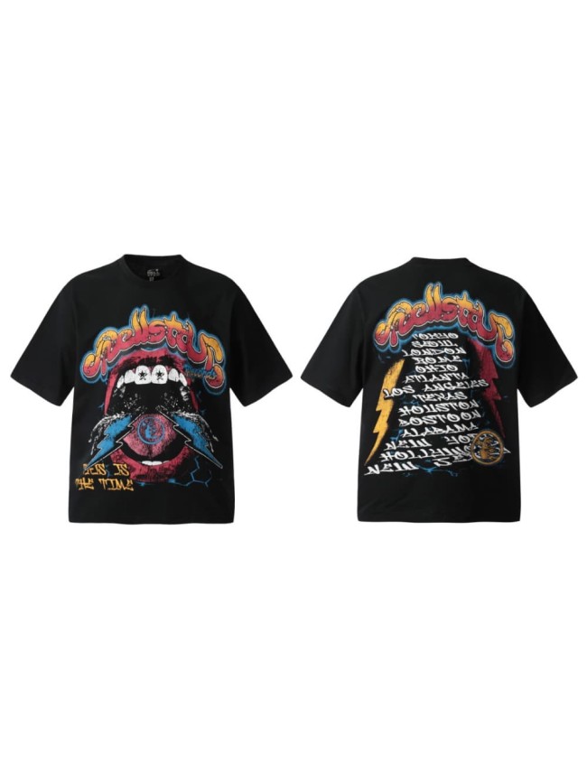 Lightning Rock Lips Print Washed Tee 29092387