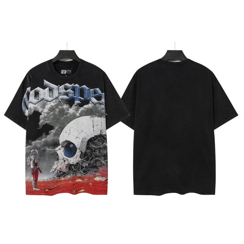 Giant Mechanical Skull Blood Print Washed Tee 29098139