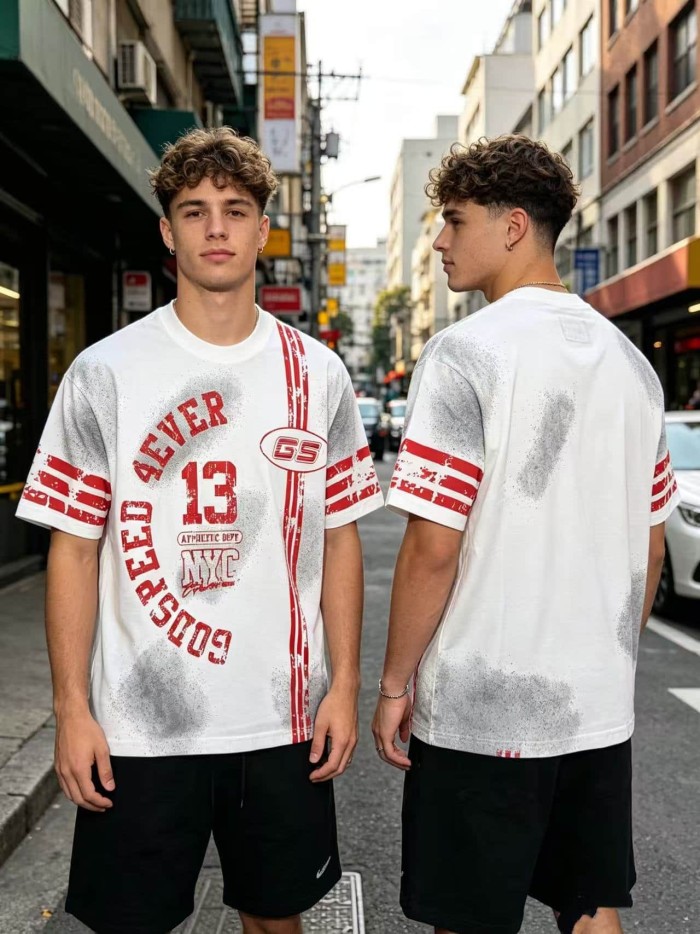 Retro No.13 Sport Style Print Washed Tee 2 colors 29098134