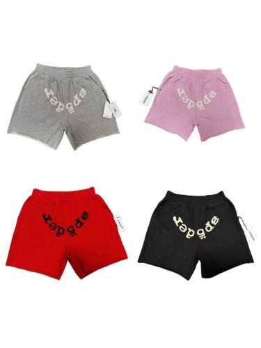 All-Over American Letter Print Full Rhinestone Raw Edge Shorts 4 colors 29097831