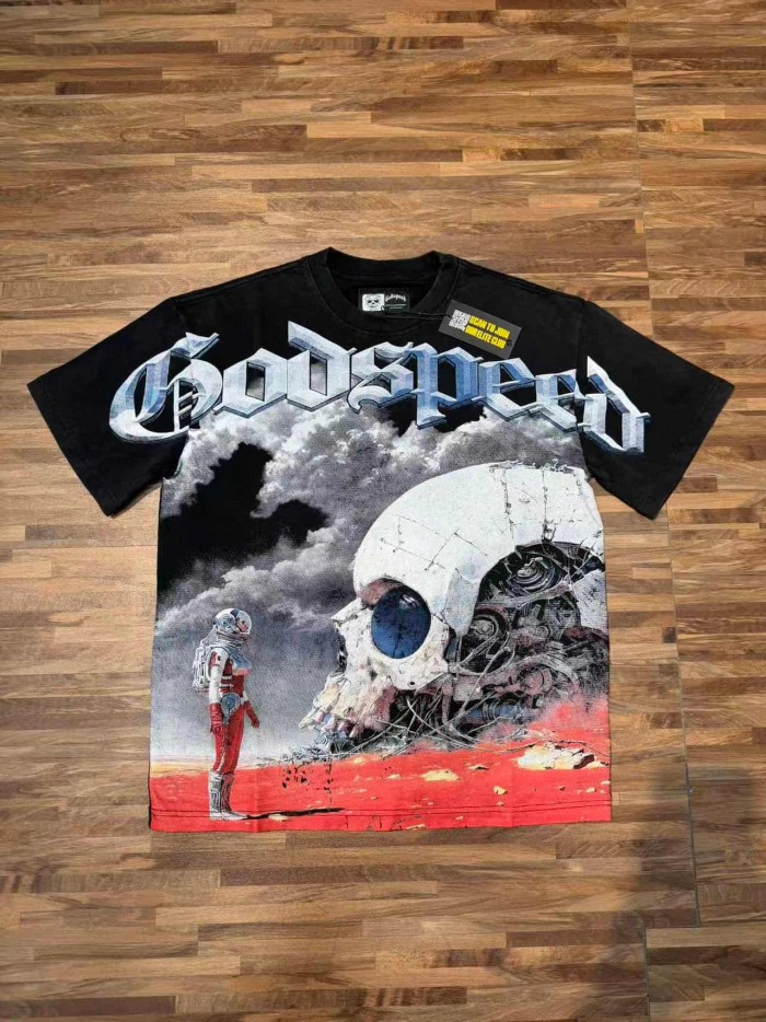 Giant Mechanical Skull Blood Print Washed Tee 29098139