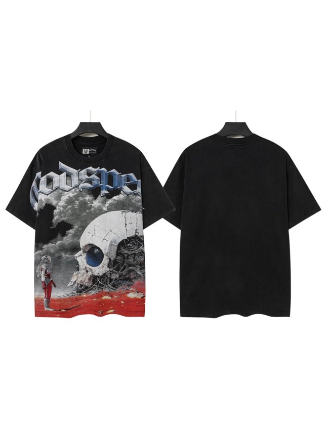 Giant Mechanical Skull Blood Print Washed Tee 29098139