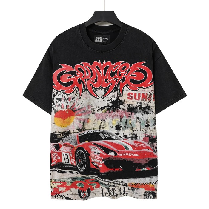 Splatter Graffiti Racing Print Washed Tee 2 colors 29098142