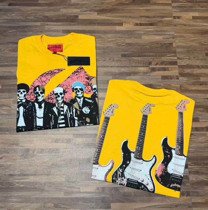 Skull Guitar Band Print Washed Tee 29098140
