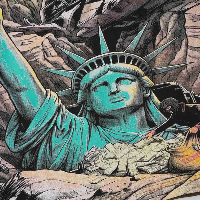 Statue of Liberty UFO Ruins Print Washed Tee 2 colors 29098151