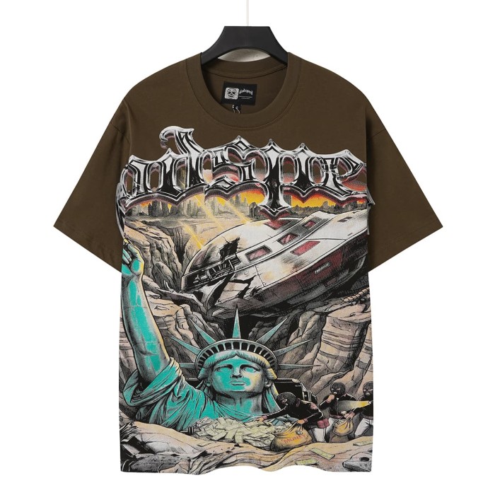 Statue of Liberty UFO Ruins Print Washed Tee 2 colors 29098151