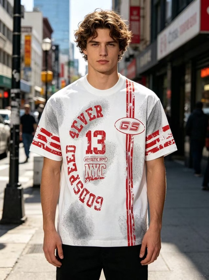 Retro No.13 Sport Style Print Washed Tee 2 colors 29098134