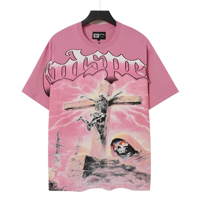 Electric Skull Cross Print Washed Tee 29098133