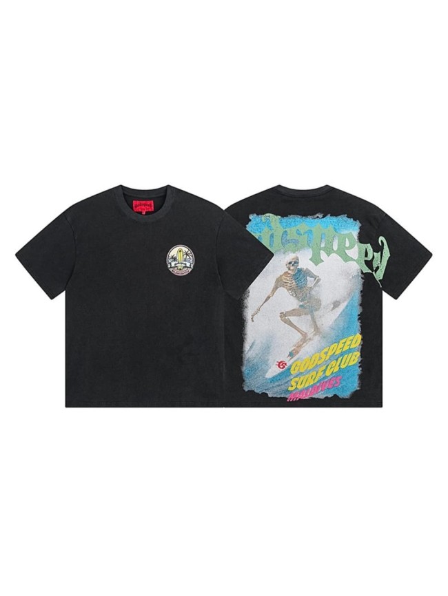 Skeleton Surf Club double-sided printed vintage washed T-shirt 29038286