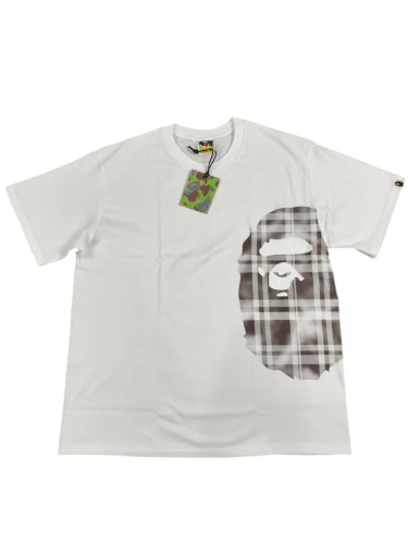 Side tie-dye white check print T-shirt 2 colors 29053515