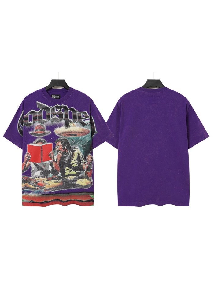 UFO Western Cowboy Hat Print Washed Tee 29098132