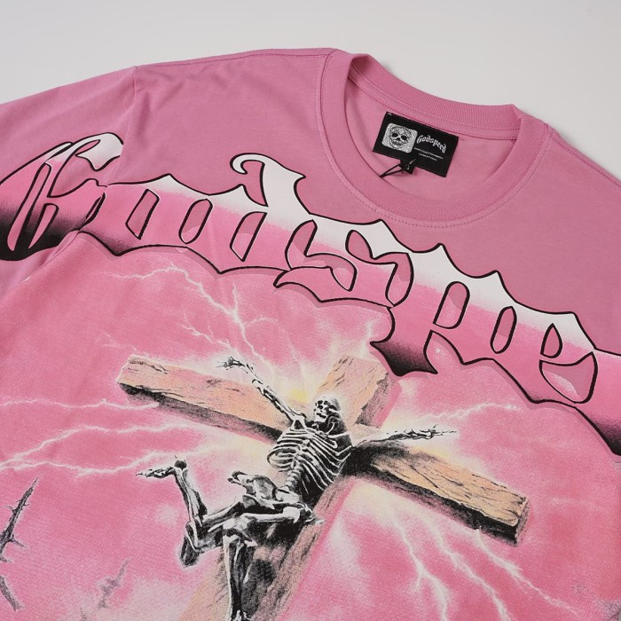 Electric Skull Cross Print Washed Tee 29098133