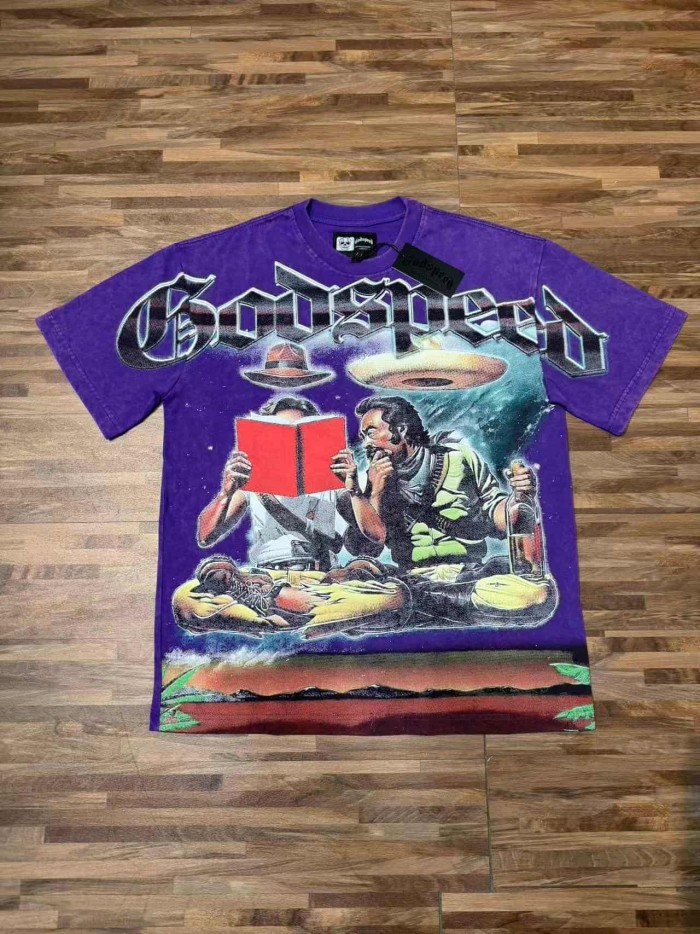 UFO Western Cowboy Hat Print Washed Tee 29098132