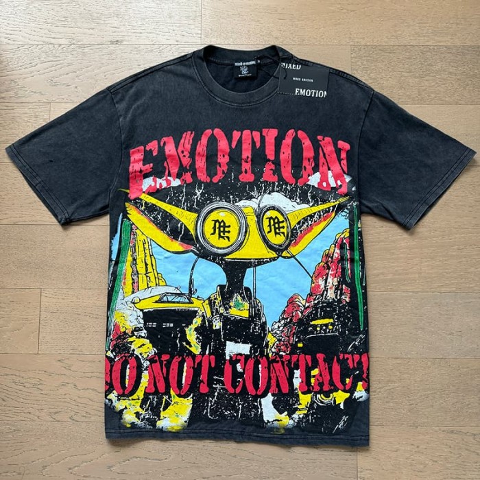 Long-eared Glasses Alien Print Washed Tee 29105638