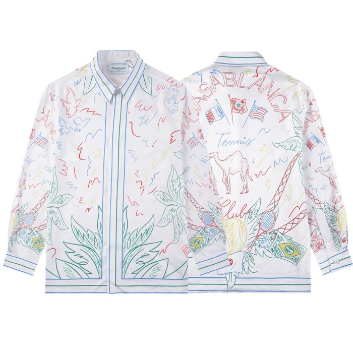 Bright Pattern Resort Style Printed Long Sleeve Shirt 55 colors 29105585
