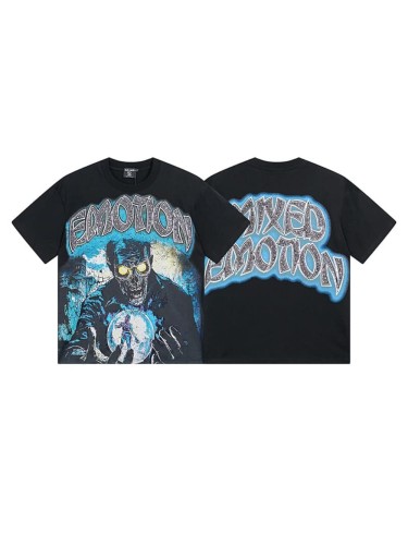 Eerie Zombie Crystal Ball Rhinestone Print Washed Tee 29105651