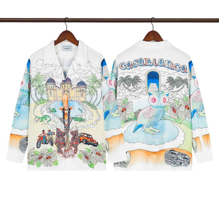 Oil Painting Texture Resort Style Printed Long Sleeve Shirt 41 colors 29105584