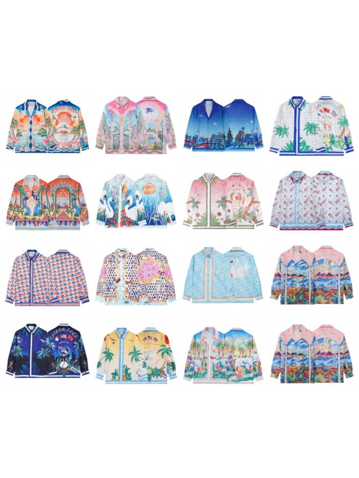 Bright Pattern Resort Style Printed Long Sleeve Shirt 55 colors 29105585