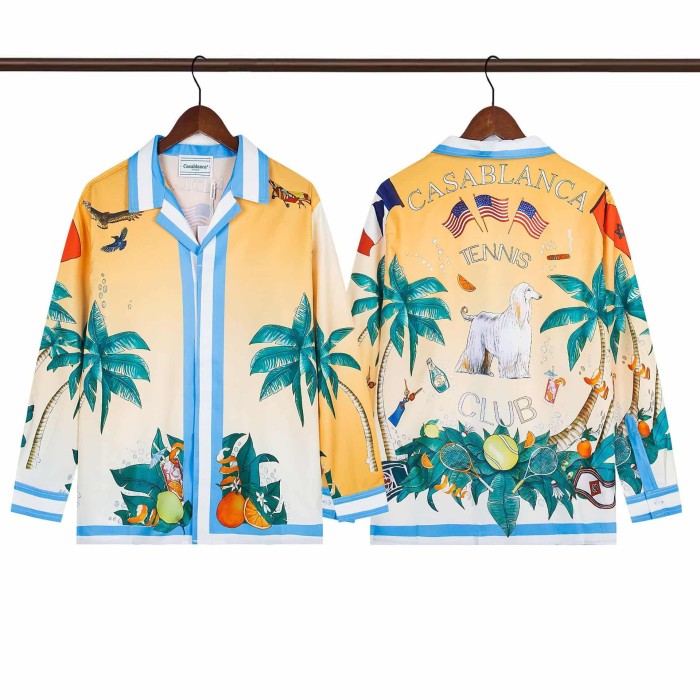 Oil Painting Texture Resort Style Printed Long Sleeve Shirt 41 colors 29105584