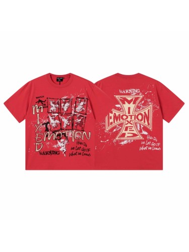 Red Warning Cupid Print Washed Tee 29105637