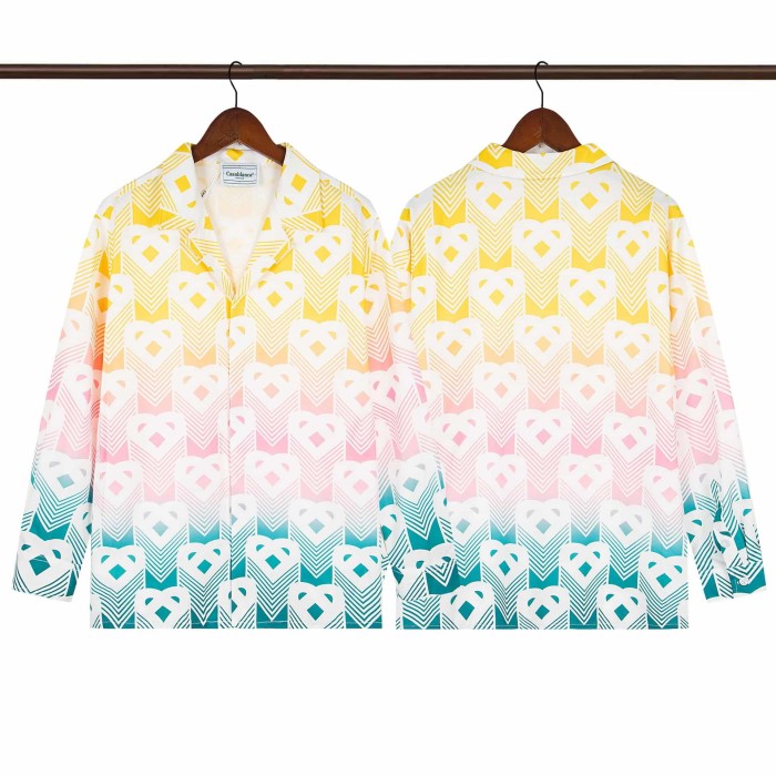 Oil Painting Texture Resort Style Printed Long Sleeve Shirt 41 colors 29105584