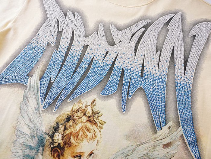 Dove Angel Gradient Rhinestone Print Washed Tee 2 colors 29105639