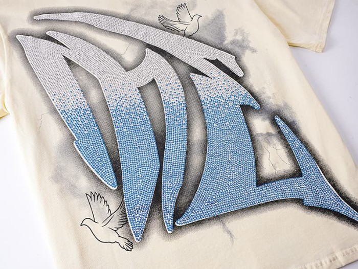 Dove Angel Gradient Rhinestone Print Washed Tee 2 colors 29105639