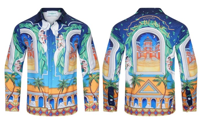 Bright Pattern Resort Style Printed Long Sleeve Shirt 55 colors 29105585