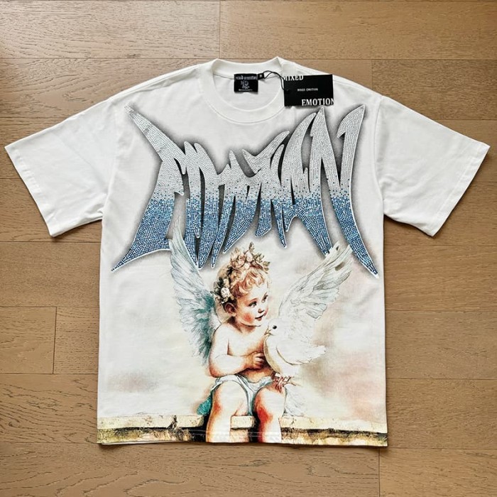 Dove Angel Gradient Rhinestone Print Washed Tee 2 colors 29105639