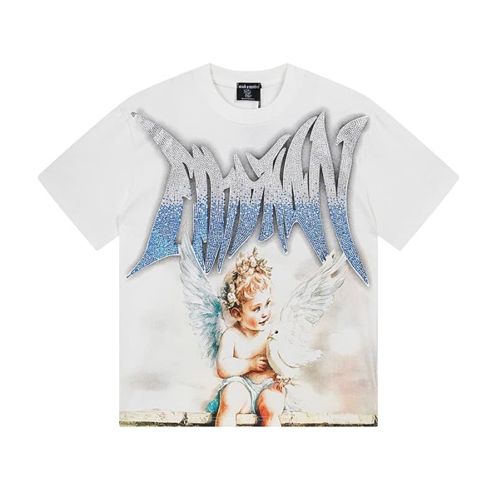 Dove Angel Gradient Rhinestone Print Washed Tee 2 colors 29105639