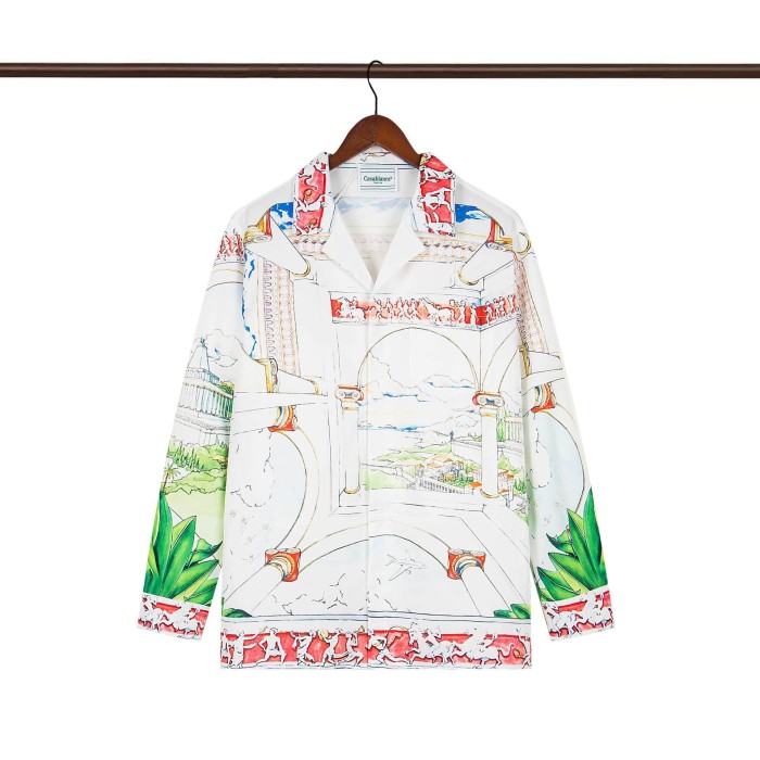 Oil Painting Texture Resort Style Printed Long Sleeve Shirt 41 colors 29105584