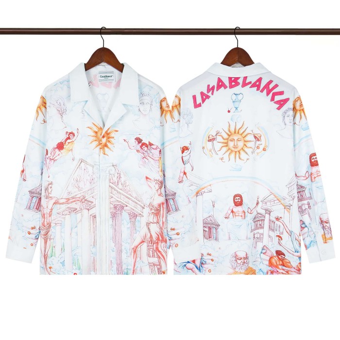 Oil Painting Texture Resort Style Printed Long Sleeve Shirt 41 colors 29105584