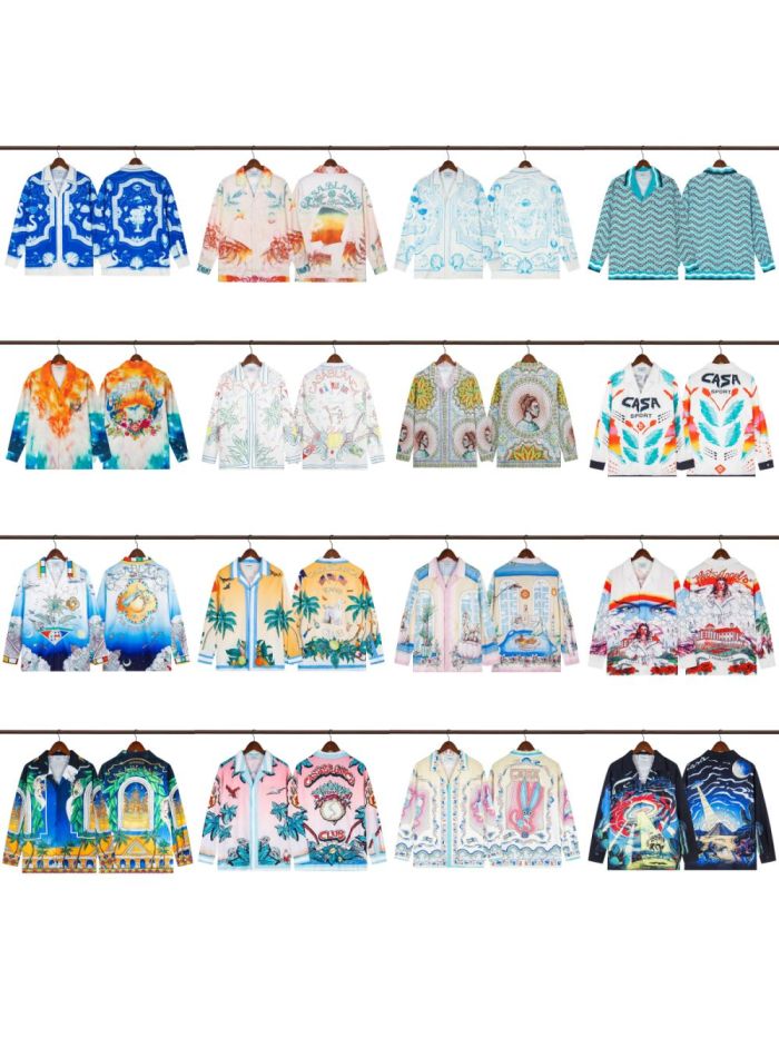 Oil Painting Texture Resort Style Printed Long Sleeve Shirt 41 colors 29105584