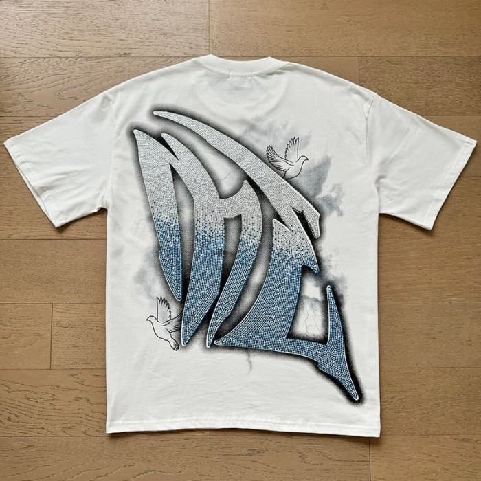 Dove Angel Gradient Rhinestone Print Washed Tee 2 colors 29105639