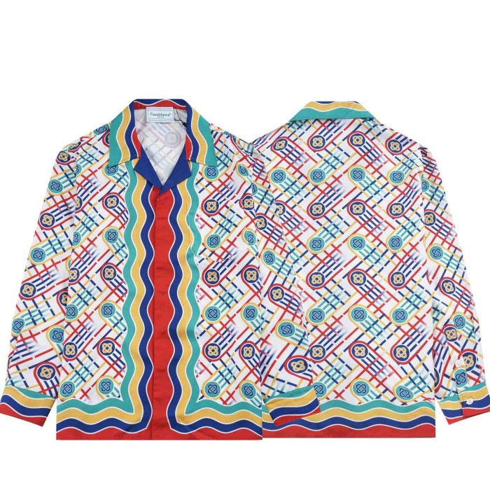 Bright Pattern Resort Style Printed Long Sleeve Shirt 55 colors 29105585