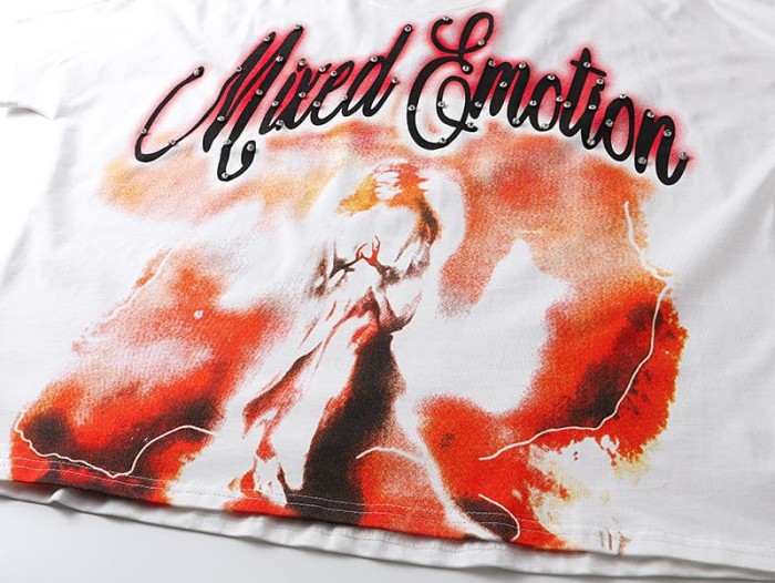 Flame Smudge Angel Rhinestone Print Tee 29105631