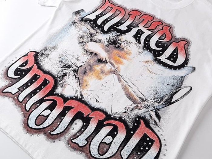 Blurry Archery Angel Rhinestone Print Washed Tee 2 colors 29105648