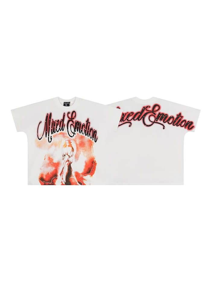 Flame Smudge Angel Rhinestone Print Tee 29105631