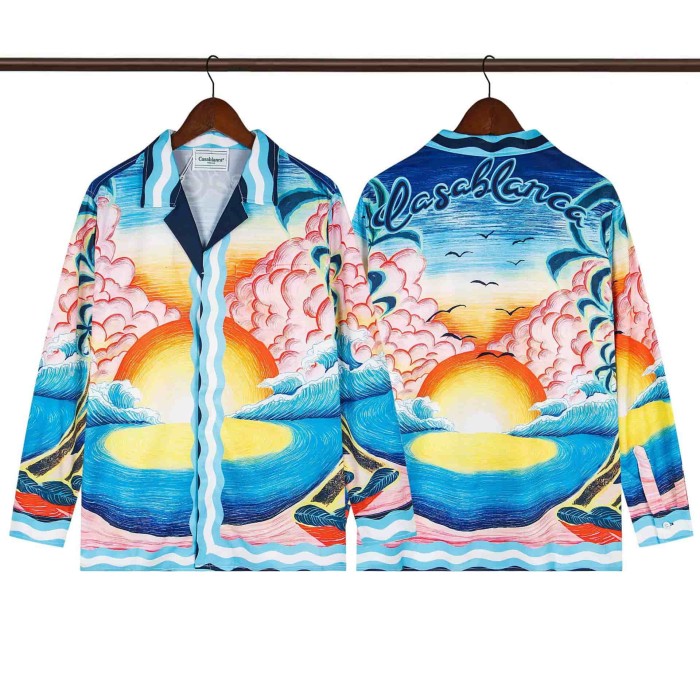 Oil Painting Texture Resort Style Printed Long Sleeve Shirt 41 colors 29105584
