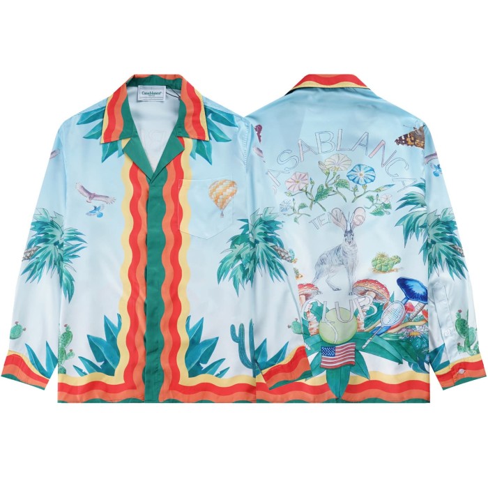 Bright Pattern Resort Style Printed Long Sleeve Shirt 55 colors 29105585