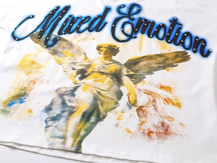 Goddess of Victory Oil Painting Rhinestone Print Tee 29105633
