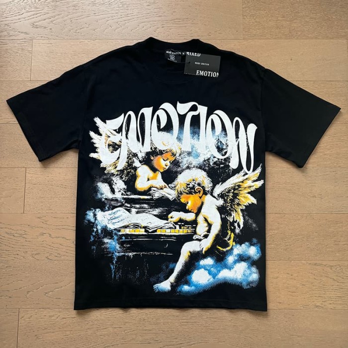 Cloud Piano Angel Rhinestone Print Washed Tee 29105652