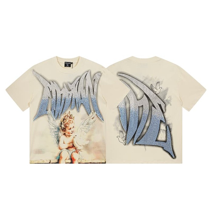 Dove Angel Gradient Rhinestone Print Washed Tee 2 colors 29105639