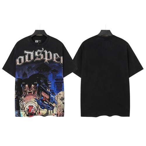 Future Urban Police And Gangster Rhinestone Print Washed Tee 29106667