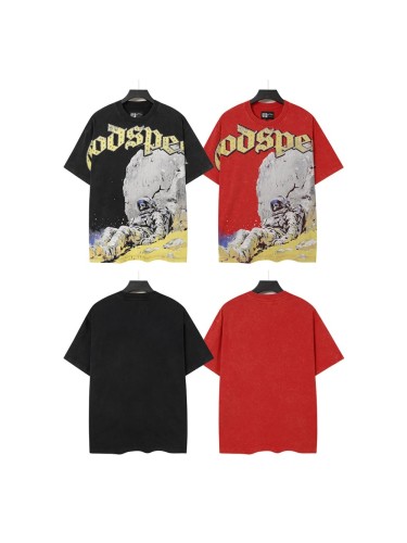 Fallen Skull Astronaut Rhinestone Print Washed Tee 2 colors 29106666