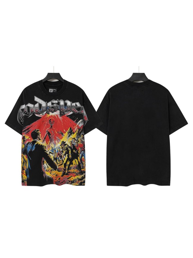 Vintage Alien Invasion Rhinestone Print Washed Tee 29106671